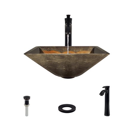 MR Direct 638 Vessel Sink Ensemble with an Antique Bronze Finish 726 Faucet  Pop-up Drain  and Sink Ring.