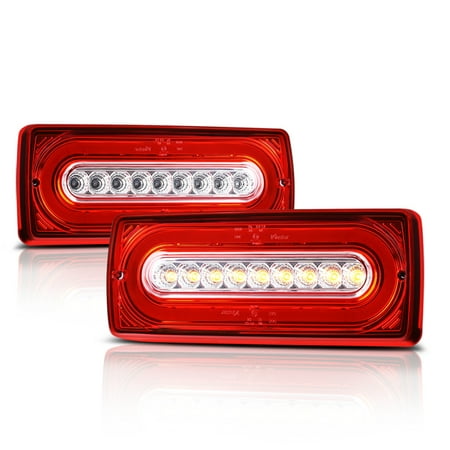 Red/Clear 3D LED Light Bar Tail Light Brake Lamp for 99-17 Mercedes W463 G-Class 00 01 02 03 04 05 06 07 08 09 10 11 12 13 14 15 16