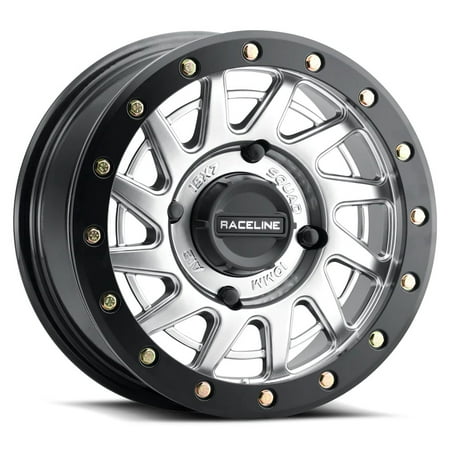 15x7 Raceline A12SB Squad Hyper Silver W/ Black Ring UTV Wheel 4x156 (10mm)