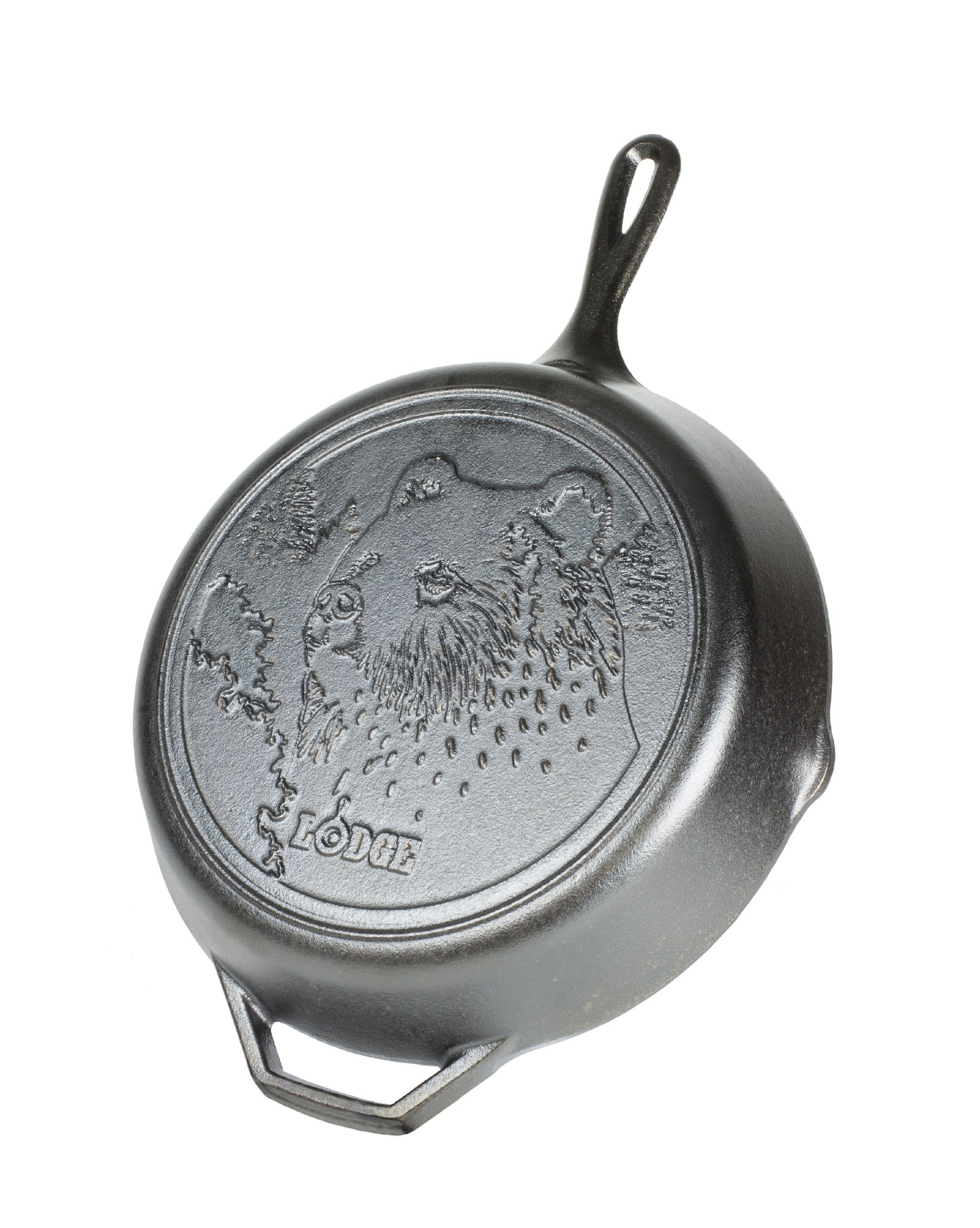 Lodge 6655294 12 in. Wildlife Series-Brown Bear Cast Iron Skillet, Black