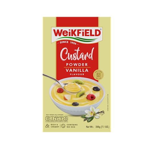Weikfield Custard Powder | Delicious French Vanilla Flavour | Makes Rich & Creamy Custard | 200Gm (7.1 Oz) Carton
