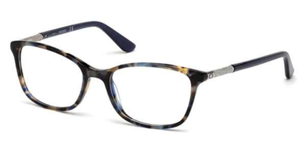 Guess 2658 Eyeglasses 092 - Blue/Other Women Coloured Havana - Shiny Blue Rectangle