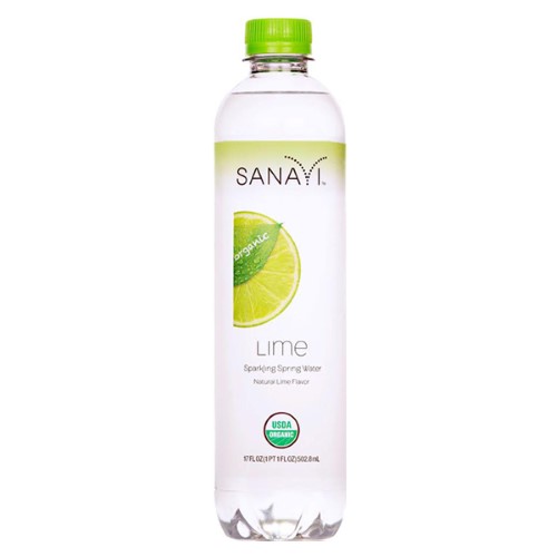Sanavi Organic Lime Sparkling Spring Water 17 Oz Plastic Bottles - Pack of 12