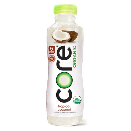 Core Organic Tropical Coconut Flavored Water 18 Oz Plastic Bottles (Pack of 12)