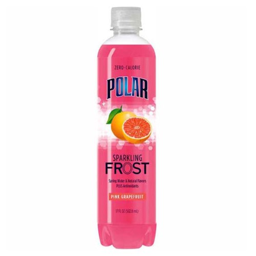 Polar Frost Pink Grapefruit Sparkling Water 17 Oz Plastic Bottles (Pack of 12)