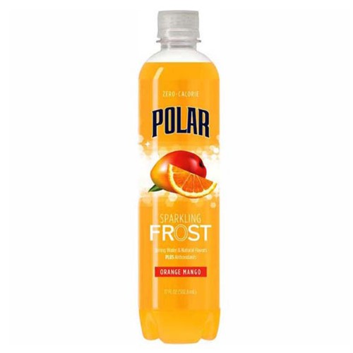 Polar Frost Orange Mango Sparkling Water 17 Oz Plastic Bottles (Pack of 12)