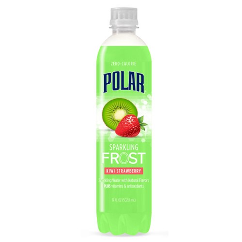 Polar Frost Kiwi Strawberry Sparkling Water 17 Oz Plastic Bottles (Pack of 12)