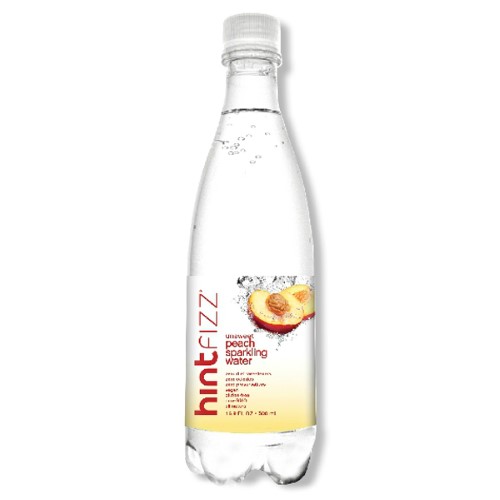 Hint Fizz Unsweet Peach Sparkling Essence Water 16 Oz Plastic Bottles (Pack of 12)