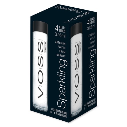 Voss Sparkling Water 12 Oz Glass Bottles (Pack of 4)
