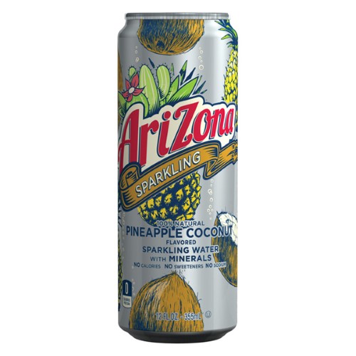 AriZona Pineapple Coconut Sparkling Water with Minerals 12 Oz Cans (Pack of 24)