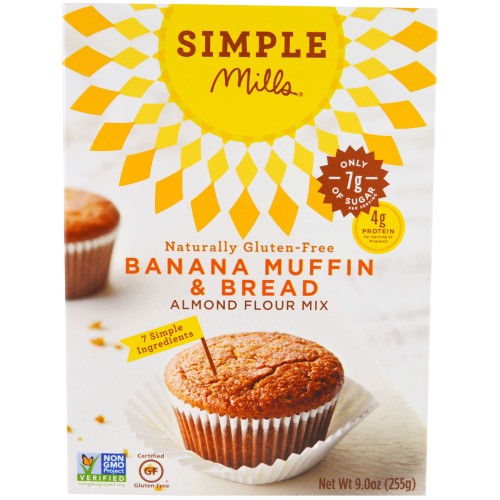 Simple Mills, Naturally Gluten-Free, Almond Flour Mix, Banana Muffin & Bread, 9 Oz (pack of 3)