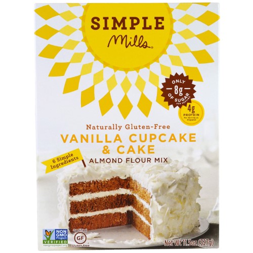 Simple Mills, Naturally Gluten-Free, Almond Flour Mix, Vanilla Cupcake & Cake, 11.5 Oz (pack of 3)