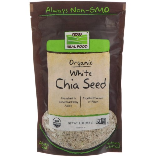 Now Foods, Real Food, Organic White Chia Seed, 1 Lb (pack of 4)