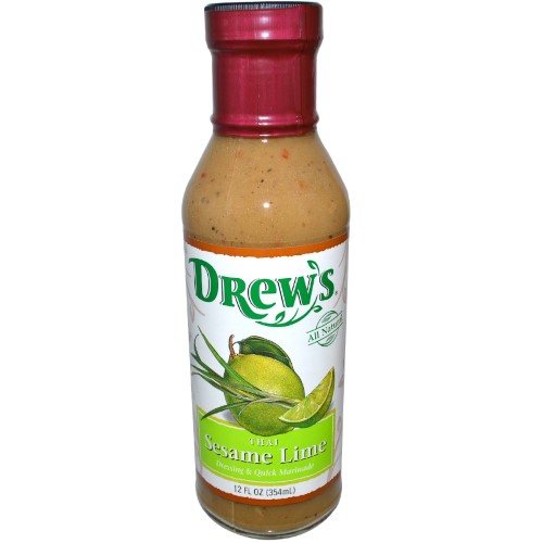 Drew's All Natural, Dressing & Quick Marinade, Thai Sesame Lime, 12 Fl Oz (pack of 6)