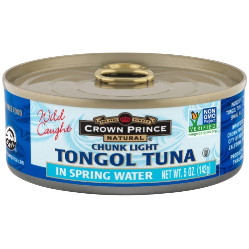 Crown Prince Natural, Tongol Tuna, Chunk Light, in Spring Water, 5 Oz