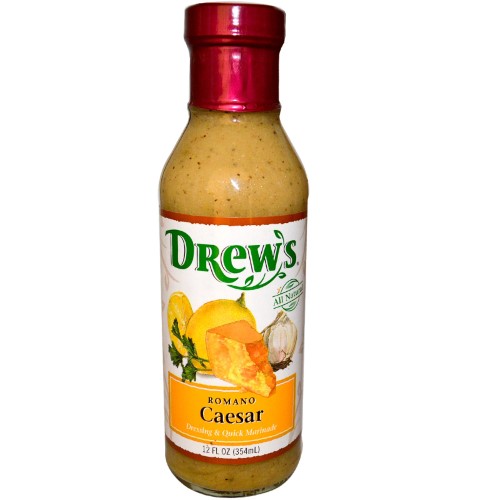 Drew's All Natural, Dressing & Quick Marinade, Romano Caesar, 12 Fl Oz (pack of 6)