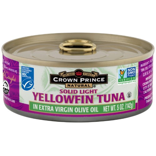 Crown Prince Natural, Yellowfin Tuna, Solid Light, in Extra Virgin Olive Oil, 5 Oz (pack of 4)