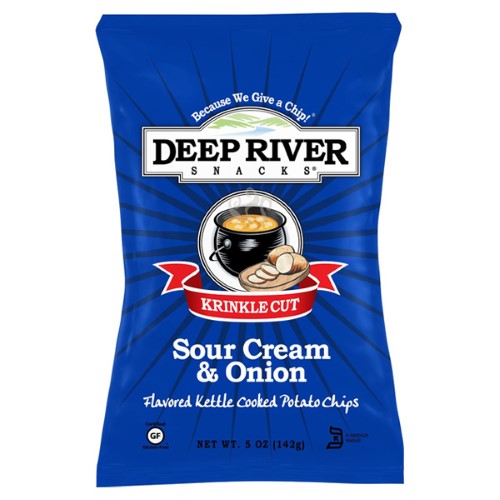 Deep River Snacks Sour Cream and Onion Kettle Chips 5 Oz Bags (Pack of 12)