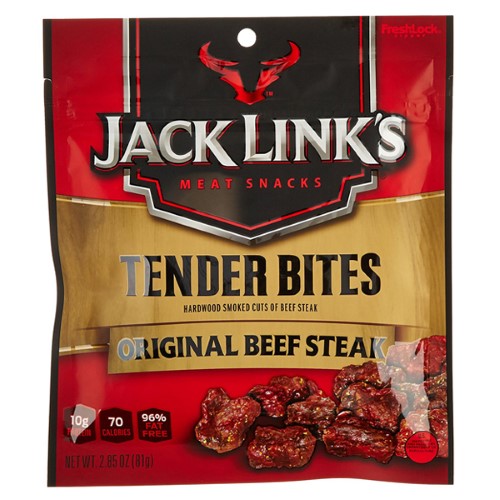 Jack Link's Meat Snacks Original Beef Steak Tender Bites 2.85 Oz Bags (Pack of 4)