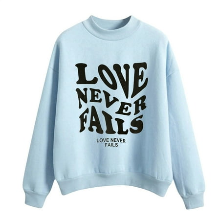 GWAABD Womens Crew Neck Sweater Autumn Winter O Neck Solid Color Prints Long Sleeve Pullover Sweatshirt