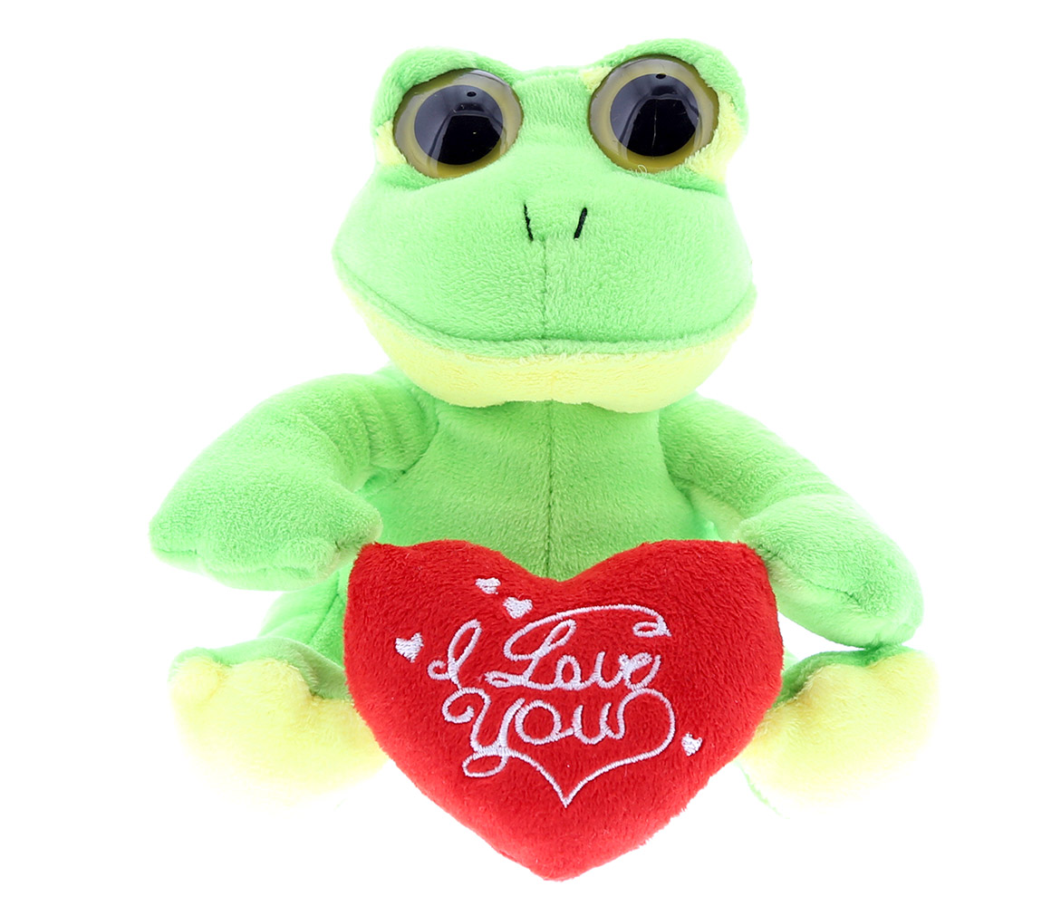 Dollibu Green Frog Big Eye I Love You Valentines Stuffed Animal - Heart Message - 6 Inch - Super Soft Plush - Item #K5222-5999