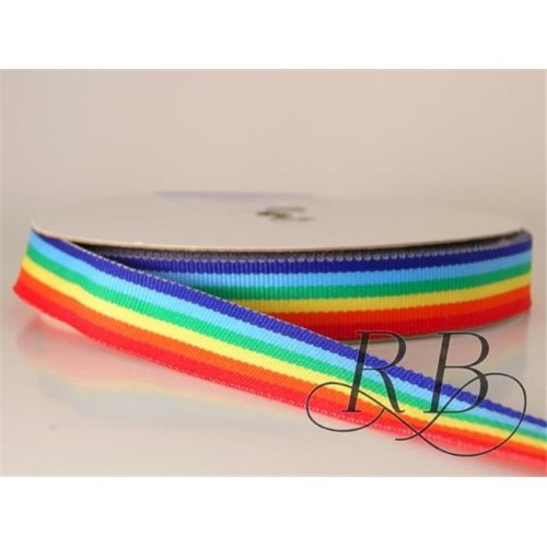 Ribbon Factory 4081 Rainbow Grosgrain Stripes Ribbon, 1.5 in. - 20 Yards