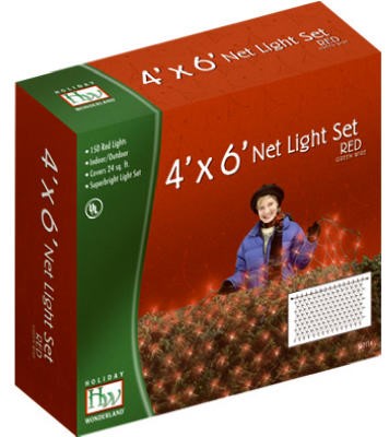 Inliten-Import 48953-88 Christmas Net Light Set, Red, 150-Ct, 4 X 6-Ft.