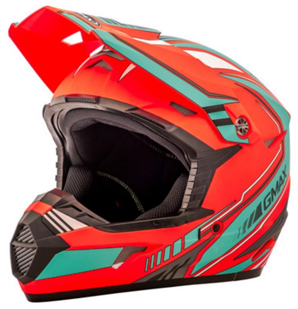 GMAX Youth MX-46Y Off-Road Uncle Helmet Matte Orange/Teal YS