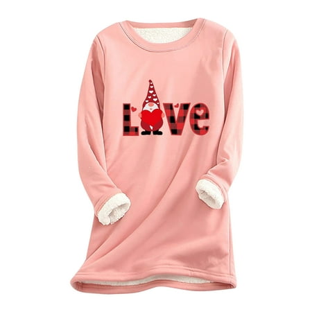 GWAABD Women S Crewneck Sweatshirts Women S Autumn and Winter Print Loose Tops Thickened and Warm Fit Bottoming Shirt Sweatshirt