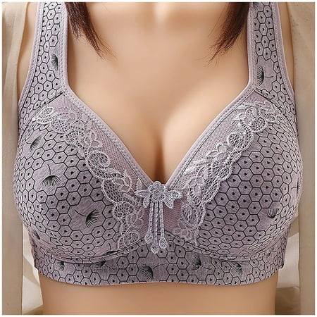 GWAABD Non Padded Bras for Women Lace Back Button Shaping Cup Adjustable Shoulder Strap Large Size Underwire Bra
