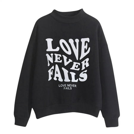 GWAABD Sweatshirt Womens Autumn Winter O Neck Solid Color Prints Long Sleeve Pullover Sweatshirt