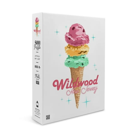 Wildwood  New Jersey  Retro Ice Cream Cone (19x27 Inches  Premium 500 Piece Jigsaw Puzzle for Adults and Family  Made in USA)