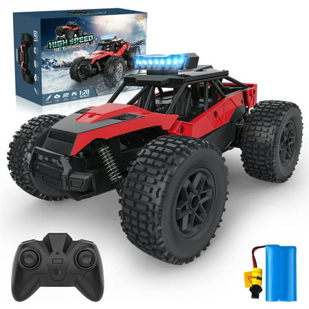 Growsly 1:20 Scale Remote Control Toy Car  2WD High Speed 30 Km/h All Terrains Off Road RC Car Truck for Adults and 5-12 Years Old Kids  Red