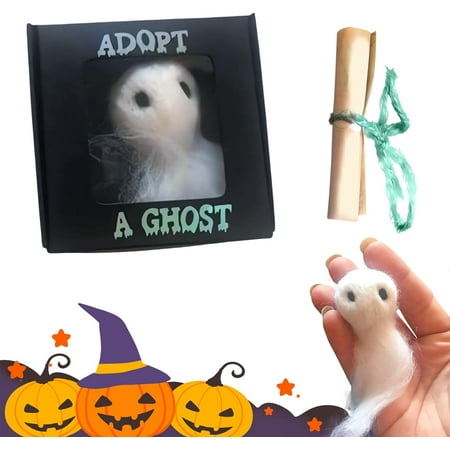 PWOPWOE Adopt a Ghost - 2024 New Super Cute Little Pocket Ghost with a Tiny Scroll  Halloween Wool Felt Spooky Doll  Funny Gift for Friends and Family