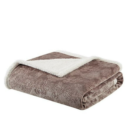 1PC Madison Park 100% Polyester Embossed Micro Velour Oversized Textured Plush Throw MP50-3252