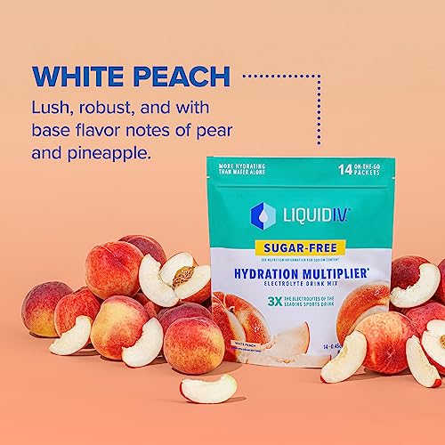 Liquid I.V. Sugar-Free Hydration Multiplier - White Peach – Powder Packets  | Electrolyte Drink Mix | Easy Open Single-Serving Stick | Non-GMO | 14 thumbnail