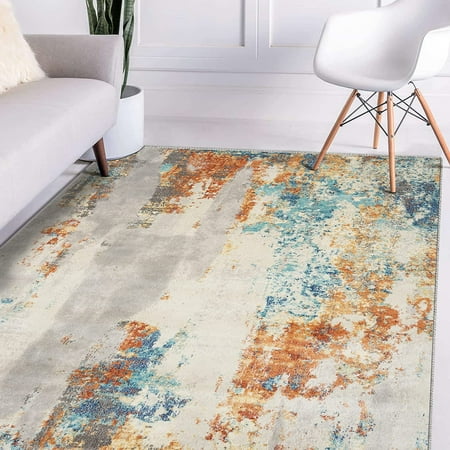 Modern Area Rugs with Abstract Patterns 7681 \u2013 Medium Pile Area Rug Dark Blue Light Blue / 8 X 10