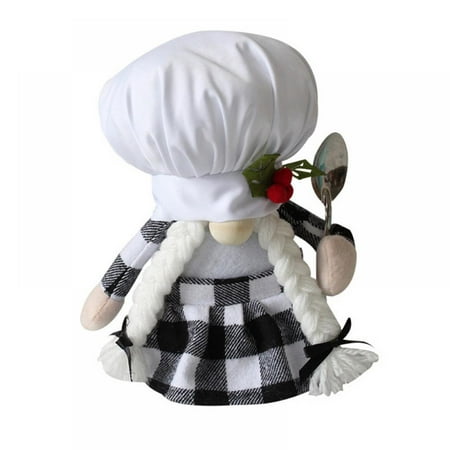 Chef Gnomes Plush Chef Hat Dwarf Elf Ornaments Plaid Clothes Elf Dolls Home Table Shelf Decor Christmas Holiday Ornaments