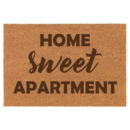 Home Sweet Apartment Funny Doormat Brown Natural Coir Rectangular Front Entry Non Slip Door Mat (16 in. X 24 in.)