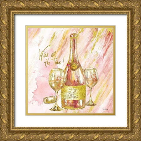 Tre Sorelle Studios 15x15 Gold Ornate Wood Framed with Double Matting Museum Art Print Titled - Rose All Day I (Wine All the Time)