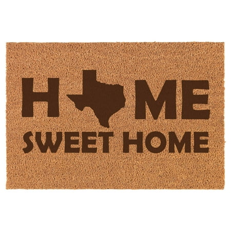 Home Sweet Home Texas Doormat Brown Natural Coir Rectangular Front Entry Non Slip Door Mat (16 in. X 24 in.)