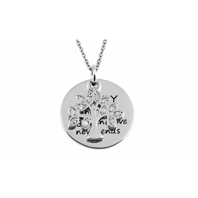 Sterling Sil 1/10 Cttw Diamond Tree of Life Inspir. Charm Pend J I3 1/10 Ct White Diamond Rhodium Plated Silver