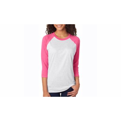 Women's Next Level Apparel NLA Unisex Tri-Blend 3-4-Sleeve Raglan Tee, 6051 M Pink Cotton