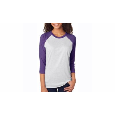 Women's Next Level Apparel NLA Unisex Tri-Blend 3-4-Sleeve Raglan Tee, 6051 XS Purple Cotton