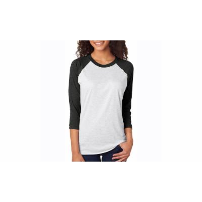 Women's Next Level Apparel NLA Unisex Tri-Blend 3-4-Sleeve Raglan Tee, 6051 2X Black Cotton