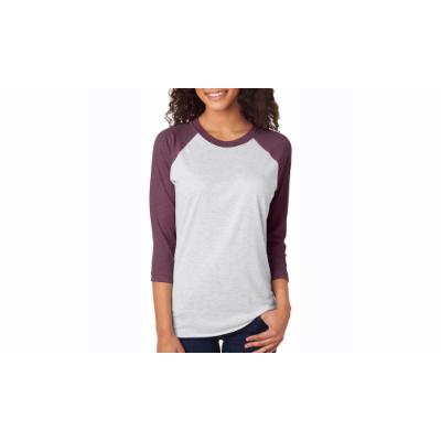 NLA Unisex Tri-Blend 3-4-Sleeve Raglan Tee, 6051-1 2X Purple