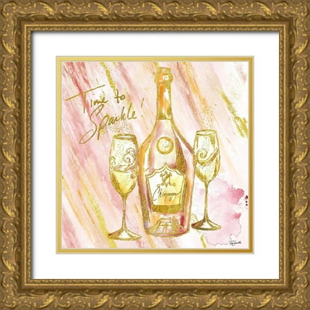 Tre Sorelle Studios 26x26 Gold Ornate Wood Framed with Double Matting Museum Art Print Titled - Rose All Day IV (Time to Sparkle)
