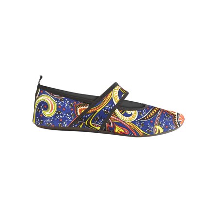 Nufoot Women S Futsoles Soft-Sided Shoes  Navy Blue Bohemian  Large