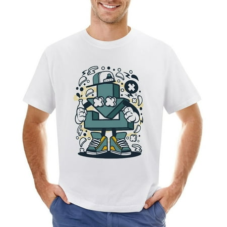 Download Men’s Graphic T-shirt Vintage Short Sleeve Sport Tee White L