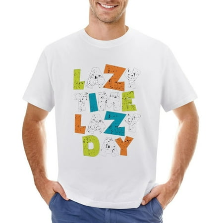 Lazy Time Lazy Day Men’s Graphic T-shirt Vintage Short Sleeve Sport Tee White L